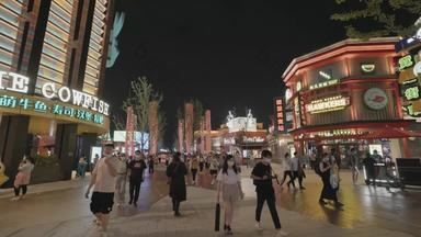 北京环球影城大道灯光街道清晰实拍
