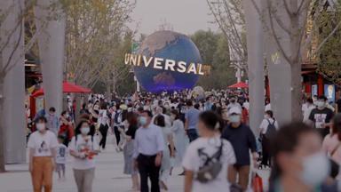 北京环球影城法辨认的国际著名景点参观清晰视频