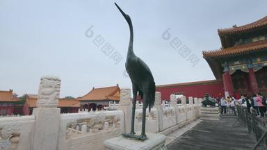 北京故宫旅游胜地动物形象大量群镜头