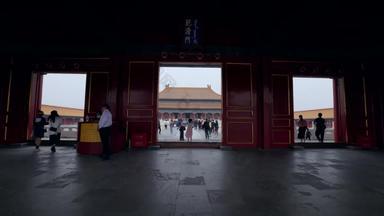 北京故宫名胜古迹门口风景清晰视频