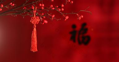 新年静物中国结祝贺4K分辨率火花高清实拍