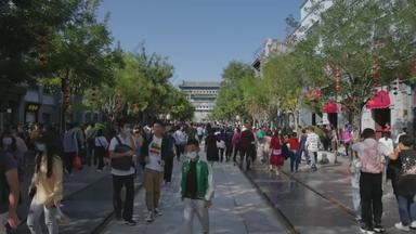 北京前门大街白昼步行街清晰视频