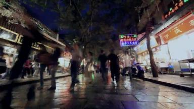 陕西省西安小吃街夜景特色夜景场景拍摄