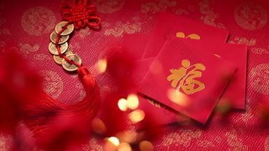 新年静物中国结文化红色实拍素材