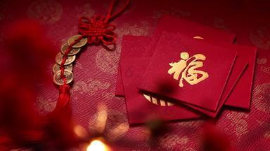 新年静物中国结闪亮的影棚拍摄放下镜头