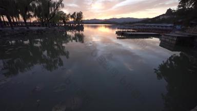 北京湖夕阳4K分辨率自然高清实拍