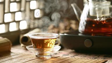 陈皮茶茶杯茶文化木制的高清视频