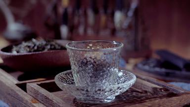 玻璃茶杯茶馆传统高质量实拍