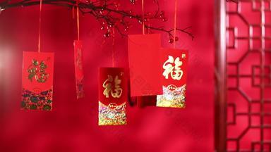 春节福字传统节日悬挂镜头