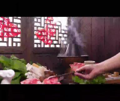 涮肉火锅蔬菜配菜横屏高质量实拍