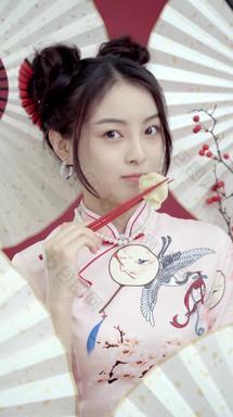 美少女中国元素传统节日影视饺子镜头