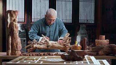 工匠师木雕工艺传统文化清晰实拍