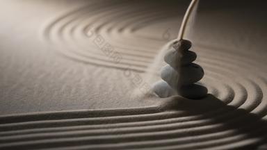 石头在有纹理的沙子上象征图像特效视频<strong>素材</strong>