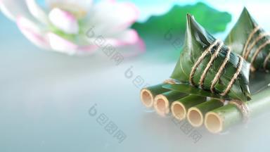创意竹筏粽子传统节日中华美食画面