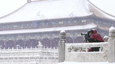 故宫雪景紫禁城建筑外部东方视频