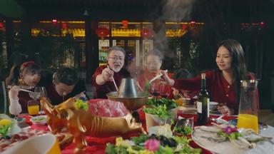 新年团圆饭涮羊肉东方视频素材