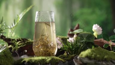 茶杯清新传统文化花影像