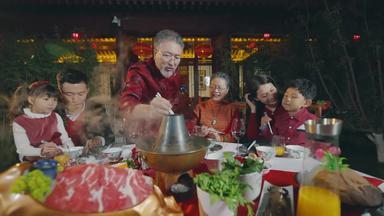 春节家庭聚餐家实拍素材