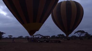 非洲草原<strong>热气球</strong>国家公园自然保护区实拍素材