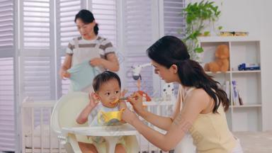 年轻妈妈母婴儿子家庭4K分辨率宣传片