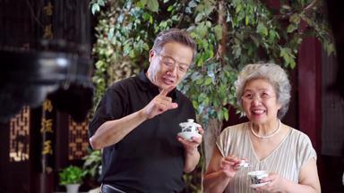 老年夫妇男人水平构图微笑宣传视频