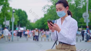 年轻女人口罩流感病毒拍摄