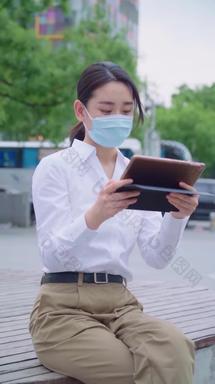 青年女人商务防污染口罩影视4K分辨率高清视频