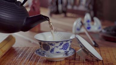 倒茶饮食文化古典风格高清视频