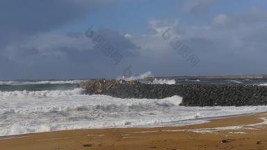 海洋风暴天气巨大的波比亚里茨法国