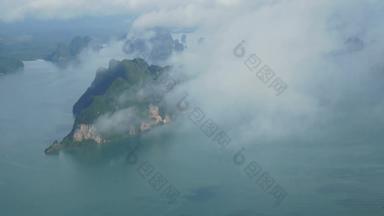 前视图空中视频美自然景观小岛普吉岛岛泰国镜头窗口飞机飞行云