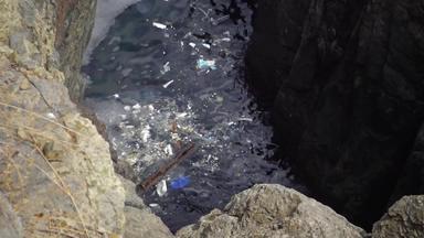塑料污染<strong>海洋</strong>塑料袋<strong>瓶</strong>袋浮动水水母保加利亚黑色的海