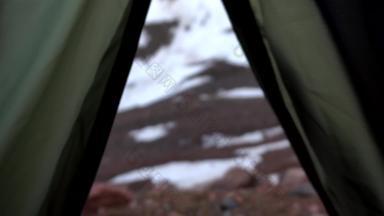 视图帐篷帐篷雪山