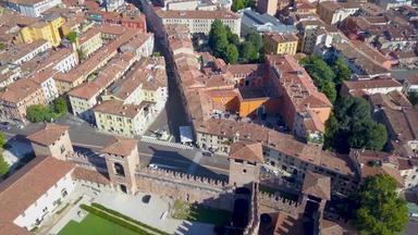 维罗纳意大利空中视图castelvecchio城堡无人机苍蝇<strong>城市</strong>空中视频