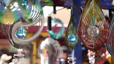 色彩斑斓的几何金属风微调控制项花园催眠超现实主义的装饰加州美国动能旋转彩虹色的磁多彩色的空气螺旋闪闪发光的迷人光学错觉