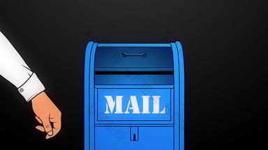 邮件下降了邮政盒子邮箱黑色的