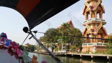 <strong>旅游旅行</strong>亚洲运河视图平静通道住宅房子装饰传统的泰国船<strong>旅游旅行</strong>曼谷