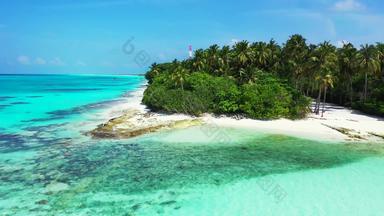 热带鸟眼睛清洁视图白色天堂海滩绿松石海背景色彩鲜艳的