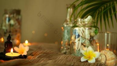 玻璃瓶填满贝壳珊瑚海洋项目蜡烛灯plumeria花坐着佛装饰