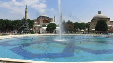 视图美丽的不知索菲娅喷泉<strong>基督教</strong>父权教堂帝国清真寺博物馆伊斯坦布尔火鸡