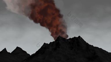 动画火山火山喷发自然熔岩抽烟地震
