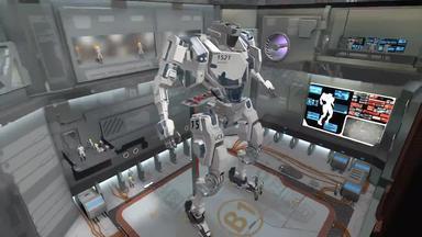 宇宙飞船机库巨大的战斗机器人