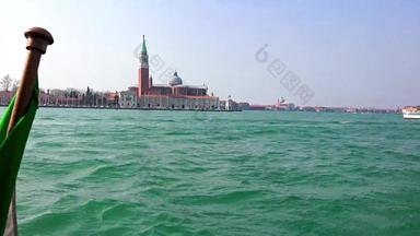 令人惊异的视图<strong>威尼斯</strong>著名的地标性建筑教堂三乔治?更大海呃平移稳定摄像头股票视频
