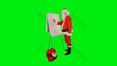 圣诞老人老人袋完整的礼物画数据业务图表绿色屏幕色度