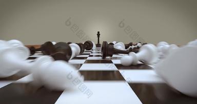 黑色的国际象棋王赢了黑色的白色死国际象棋块