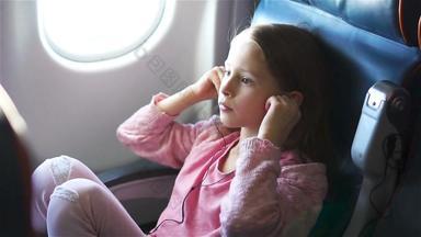 可爱的女孩旅行飞机可爱的<strong>孩子</strong>移动PC窗口飞机