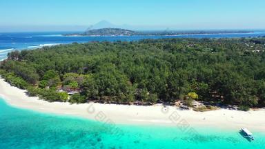 热带岛水晶清晰的水雄伟的海滩窗帘棕榈树斐济