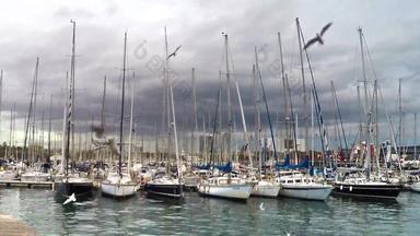 巴塞罗那西班牙约2月游艇说谎港口财富港口港口巴塞罗那
