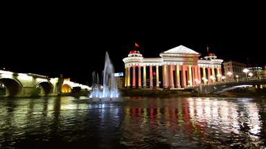 美丽的石头桥考古<strong>博物馆博物馆</strong>VMRO建筑瓦达河斯科普里项目马其顿明星天空