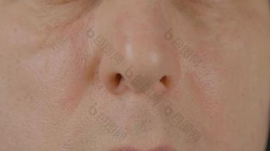 关闭男性鼻子前面视图塑料手术呼吸耳鼻咽喉科
