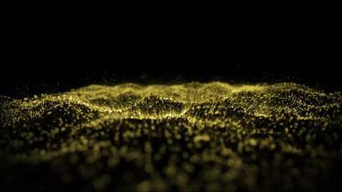波运动摘要粒子黄金灰尘星星黑色的背景背景黄金运动无缝的循环